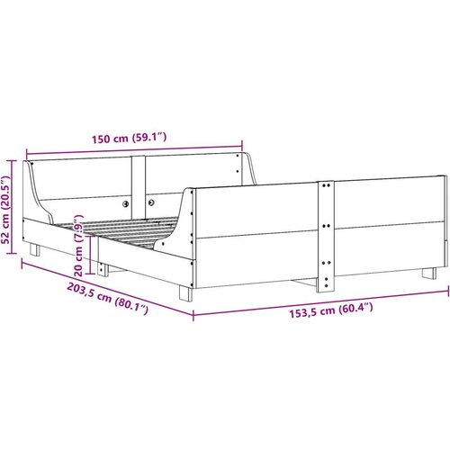 vidaXL Posteljni okvir brez vzmetnice vošč. rjav 150x200 cm borovina Cene