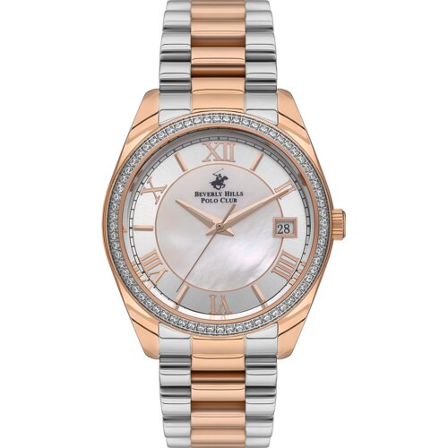 Beverly Hills Polo Club Ženski ručni sat, Kvarcni mehanizam, 36mm, Srebrno kućište, Roze-zlatne boje, BP3592C.520 Cene