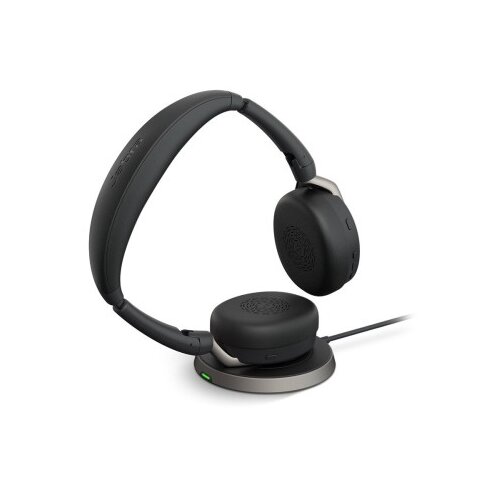 Jabra Evolve2 65 Flex - brezžične Bluetooth stereo slu&scaron;alke na uho z mikrofonom, z aktivnim odpravljanjem hrupa (ANC), USB-C priključkom, črne, vključno z brezžično polnilno podlogo in certificirane za Microsoft Teams. Cene