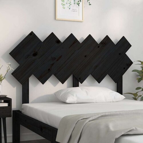 VidaXL uzglavlje za krevet crno 132x3x81 cm od masivne borovine Slike