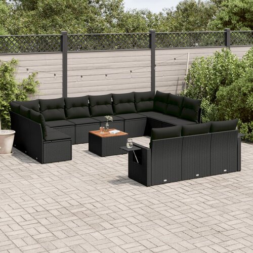 vidaXL 14-dijelni set vrtnih sofa s jastucima poliratan crni Cijene