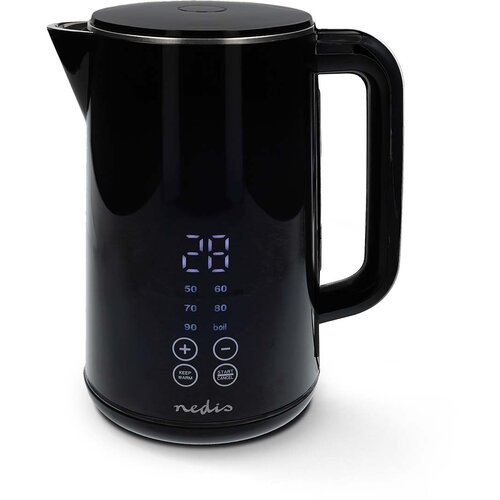 Nedis 1,7L 2200W električni čajnik z indikatorjem temperature, Črna, (5000071228) Cene