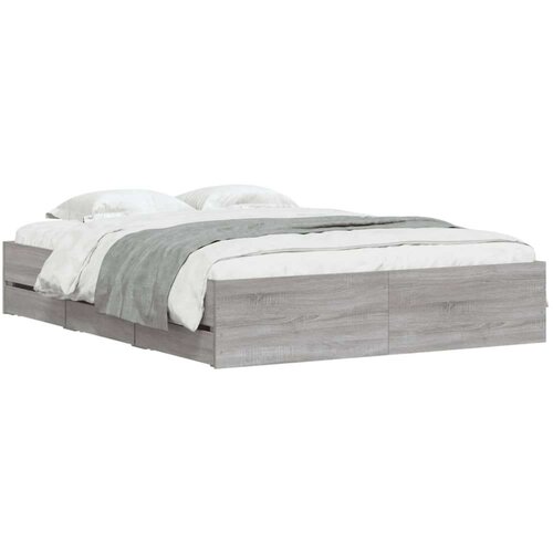 VidaXL Okvir za krevet s ladicama boja hrasta 140x200 cm drveni Slike