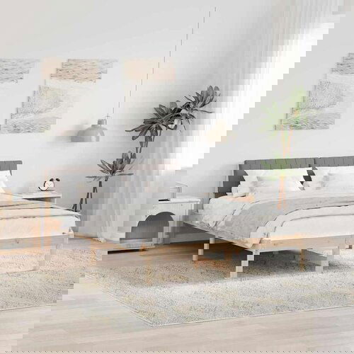  Okvir kreveta Smeđa i taupe 135 x 190 cm Masivna borovina Slike