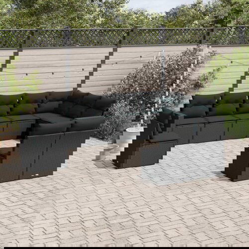 vidaXL 10-dijelni set vrtnih sofa s jastucima crni od poliratana Cijene