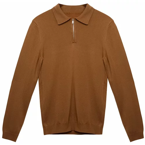 Trendyol Men's Camel Slim Fit Polo Neck Knitwear Sweater
