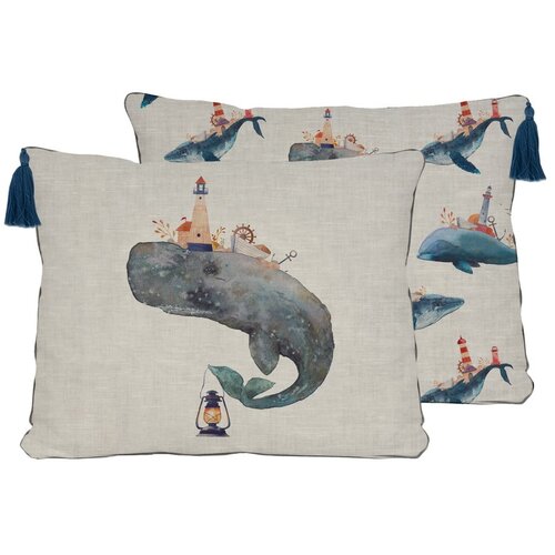 Little Nice Things jastuk od mje&amp;scaron;avine lana Whale, 50 x 35 cm Slike