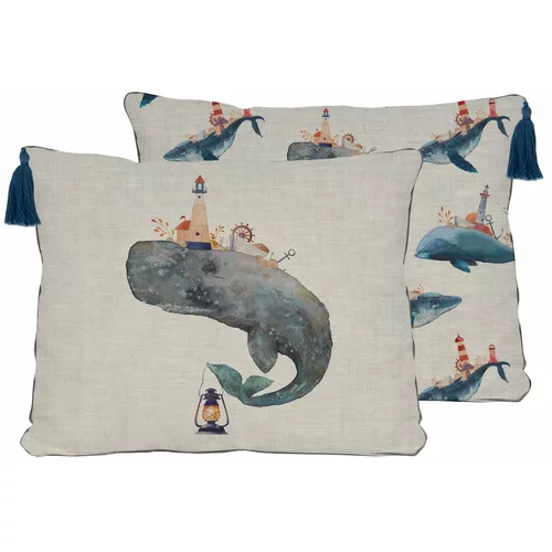 Little Nice Things jastuk od mješavine lana Whale, 50 x 35 cm