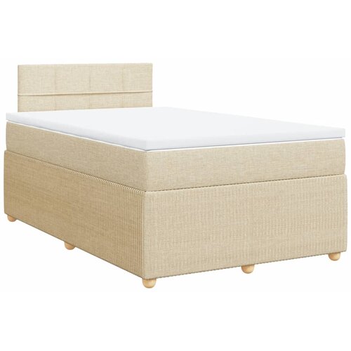 vidaXL Box spring postelja z vzmetnico krem 120x190 cm blago, (21309318) Cene