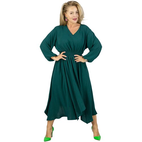 Pri ADELE midi dress with elastic waist and v-neckline Cene