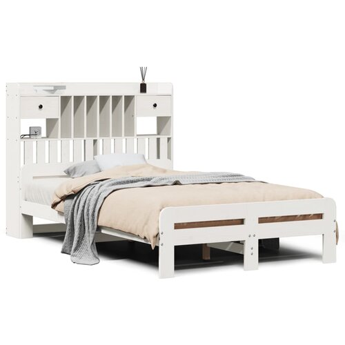 Maison Chic Posteljni Okvir - Dvoposteljna postelja brez vzmetnice bela 135x190 cm trdna borovina, (22082012) Slike