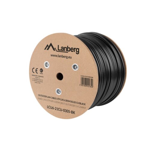 Lanberg CAT.6 Outdoor UTP RJ45 Solido Cobre Fluke Testirano AWG24 305M črnec, (20754985) Cene