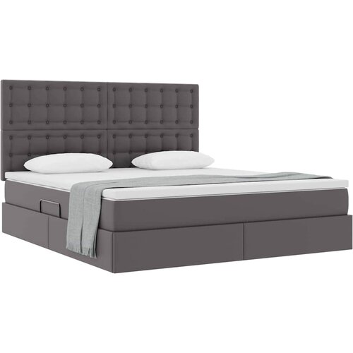  Krevet s od storage s madracem Siva 160 x 200 cm Lažna koža Slike