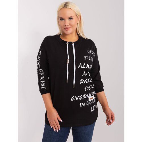 Fashion Hunters Plus size black casual blouse with 3/4 sleeves Slike