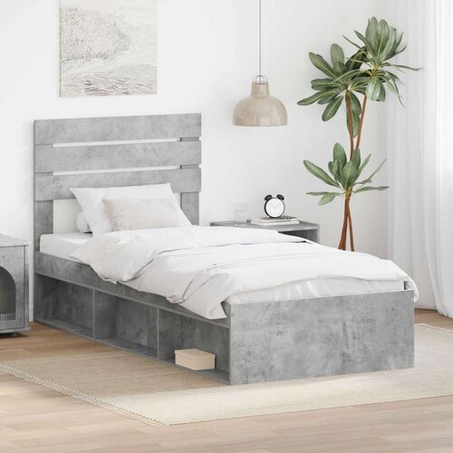  Okvir za krevet s uzglavljem Betonska siva 100 x 200 cm Cijene