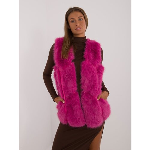 Fashion Hunters Fuchsia fur vest with pockets Cene