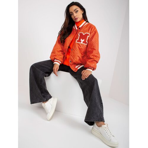 Fashion Hunters Orange quilted bomber jacket with a patch Slike