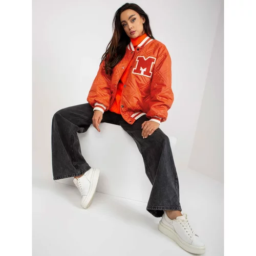 Fashionhunters Orange quilted bomber jacket with a patch