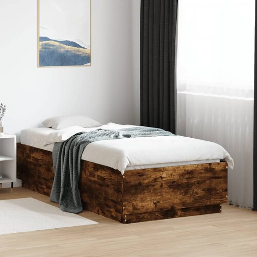 Furnova Posteljni okvir z LED lučkami dimljeni hrast 90x190 cm inž. les, (21936799) Slike
