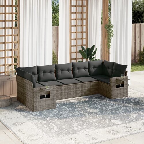 VidaXL 7-dijelni set vrtnih sofa sivi od poliratana Slike
