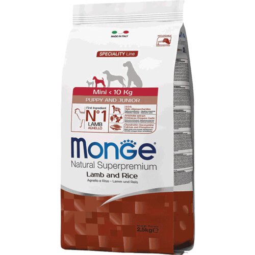 Monge monoprotein mini puppy and junior, jagnjetina i pirinač Slike