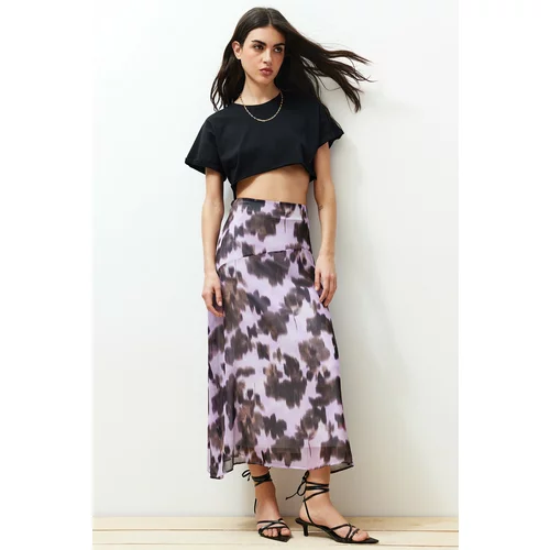 Trendyol Multicolored Patterned Chiffon Fabric A-line Midi Length Woven Skirt