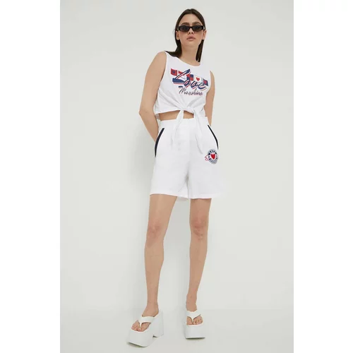Love Moschino Pamučne kratke hlače boja: bijela, s aplikacijom, visoki struk
