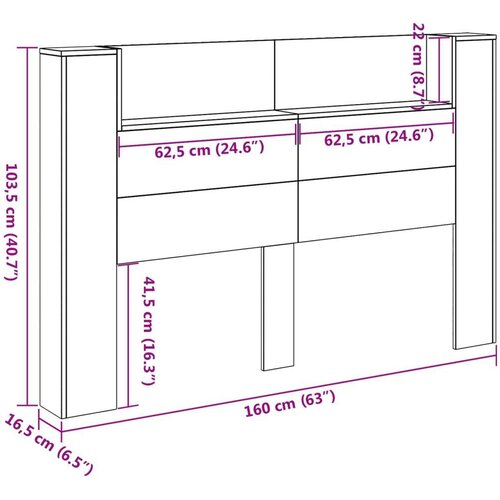  Krevetna ploča s LED-om s policom Bijelo 160 x 16 5 x 103 5 cm - Bijelo 160 cm Slike