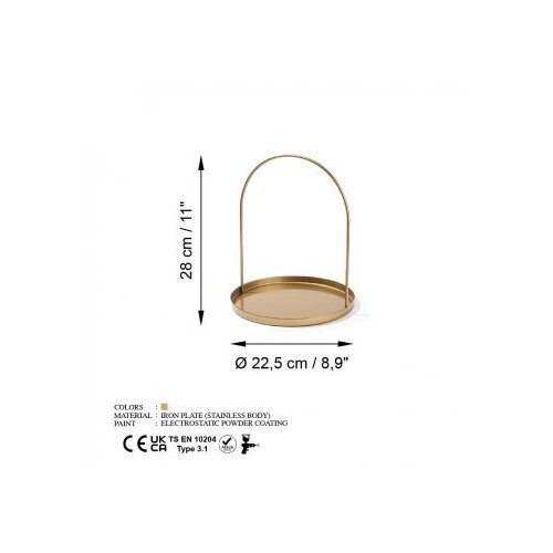 Wallxpert Stalak za nakit 22.5cm, Zlatne boje Slike