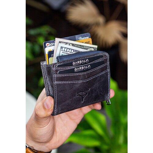 Garbalia figo genuine leather crazy gray zippered mini wallet with card holder Slike