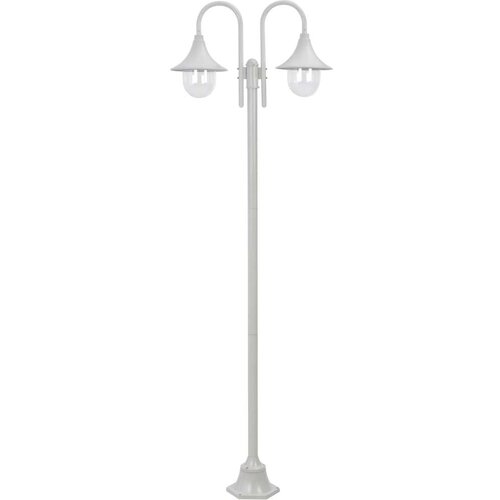 vidaXL vrtna dvostruka stupna svjetiljka od aluminija E27 220 cm bijela Cene
