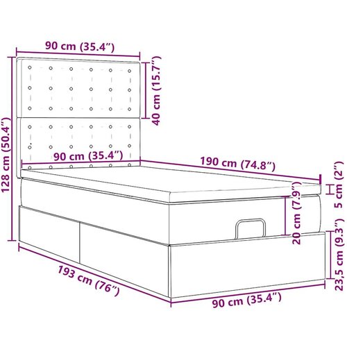 VidaXL Okvir kreveta s madracima tamnosivi 90x190cm bar&amp;scaron;unasti Slike
