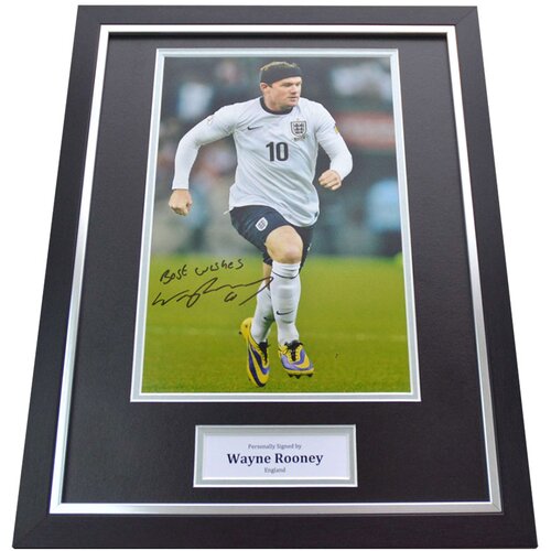  Wayne Rooney Signed Photo Framed 16"x12" England Autograph Memorabilia Display COA Cene
