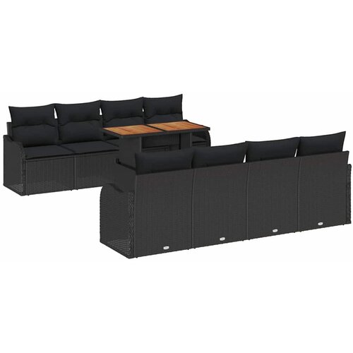 vidaXL Vrtna sedežna garnitura z blazino 7 pcs Črna, (5000133436) Cene