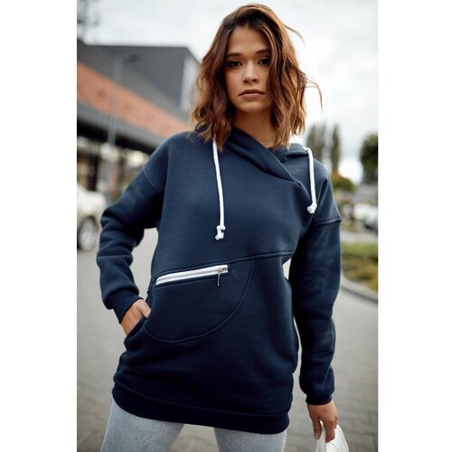 FASARDI Women's insulated sweatshirt with a hood, navy blue Cene