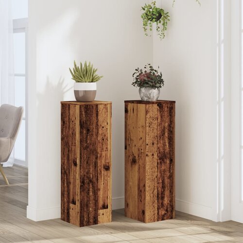 VidaXL Stalci za biljke 2 kom boja drva 25x25x80 cm konstruirano drvo Slike