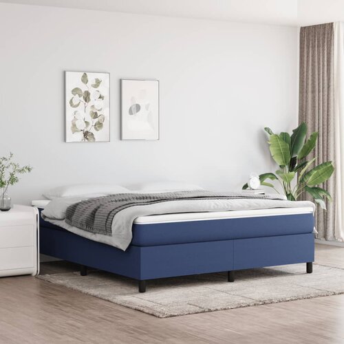 VidaXL Krevet s oprugama i madracem plavi 160x200 cm od tkanine Slike