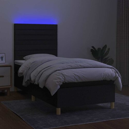  box spring s madracem LED crni 90x200 cm od tkanine Slike