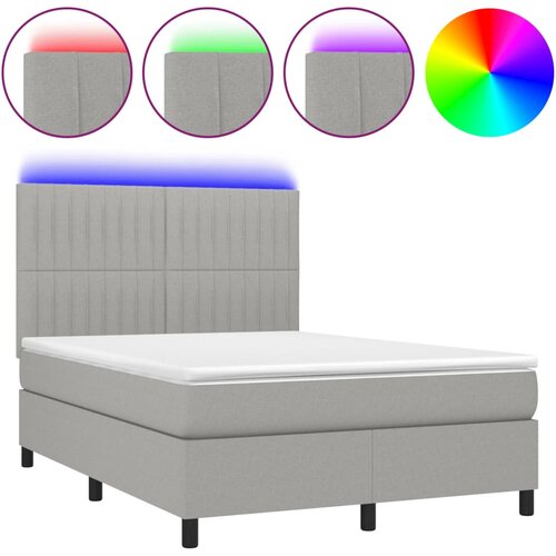 Maison Chic Box spring postelja - Vzmetna postelja z vzmetnico LED sv. siva 140x200 cm blago SL3314, (21900622) Cene