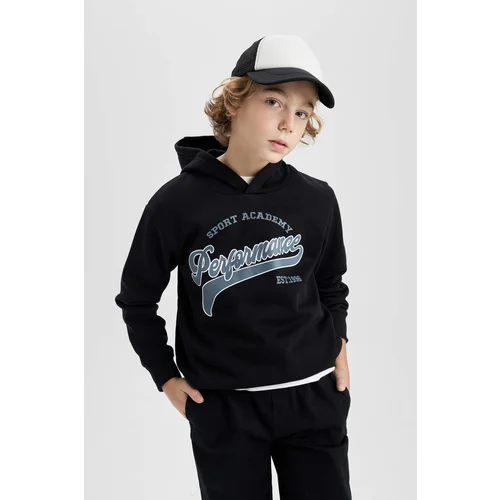 Defacto Boy Hooded Printed Thick Sweatshirt