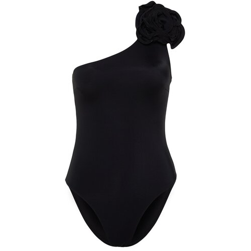Trendyol Black One-Shoulder Floral Appliqu&amp;eacute; Swimsuit Slike