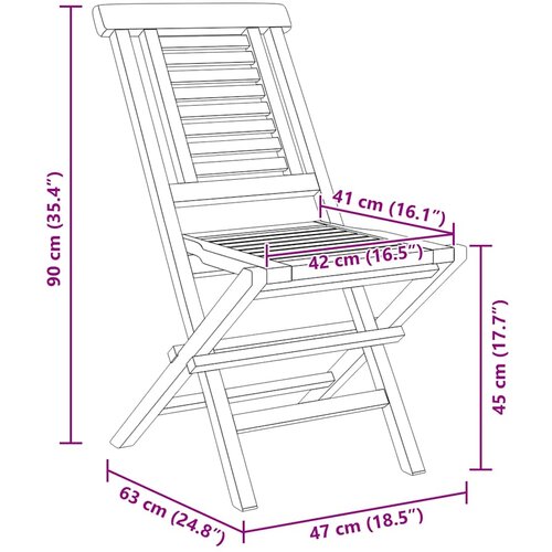  Sklopive vrtne stolice 6 kom 47x63x90 cm od masivne tikovine Slike