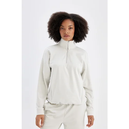 Defacto Fit Loose Fit Stand-Up Collar Zippered Athlete Sweatshirt