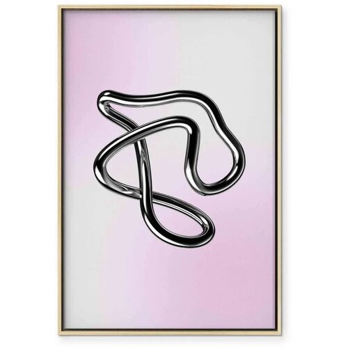  Slika - Silver Intricacies - Fluid Metallic Figure on a Gradient Background 80x120 U prirodnom drvenom okviru Slike