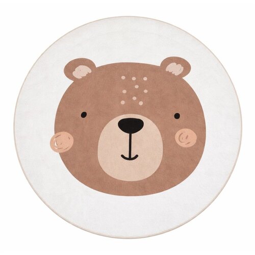 Mila Home Smeđi/krem periv dječji tepih ø100 cm Teddy Bear – Cene