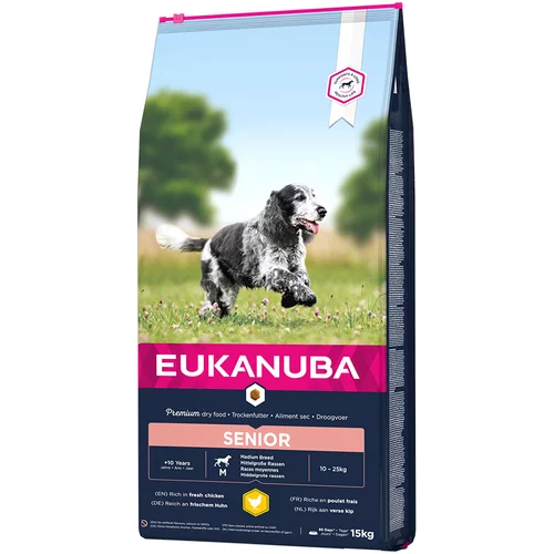 Eukanuba 13 + 2 kg gratis! 15 kg piletina - Caring Senior Medium Breed