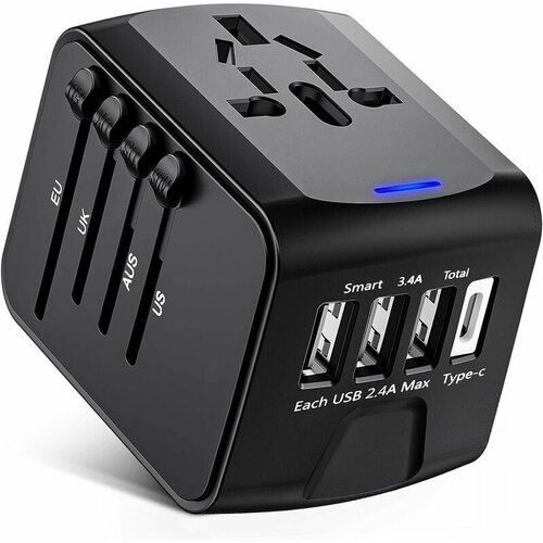 Venisymlis Potovalni napajalnik, univerzalni napajalnik z vrati USB vrste C+3 in napajalnikom, napajalnik za več držav, (22060653) Cene