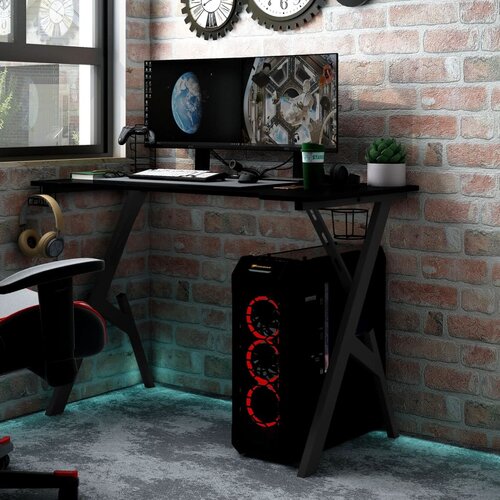 vidaXL Gaming miza z nogami Y-oblike črna 110x60x75 cm Cene