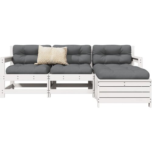 VidaXL 4-dijelni set vrtnih sofa od masivne borovine bijeli Slike