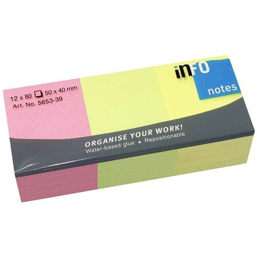 INFO NOTES Samolepljivi blokčić 50x40mm 12×80 listića 5653-39 Cene